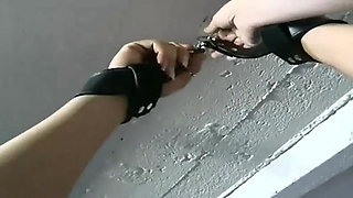 Brunette maid gets tied up