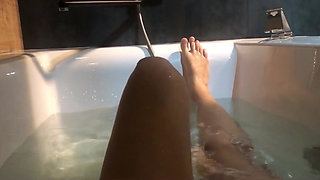 Asian Feet and Pussy in a Bathroom