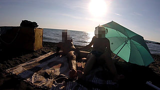 French Teacher Risky Masturbation Caught on Crowded Beach Helps Squirt Extreme Cumshot