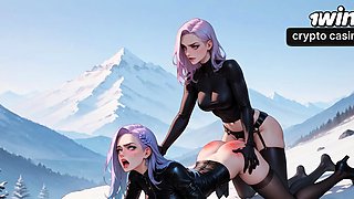 Snow Queen's Milk Spray Orgasm in Alpine Peaks