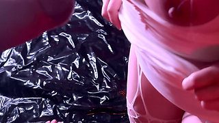 Messy pissing and cumming on slutty girlfriend