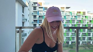 Beautiful Blonde Gym Fitness Model Flaunts Try-On Haul for Sheer Dress Short Skirts and