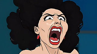 Married Busty Brunette Can't Resist the Sight of a Big Black Cock. Cartoon