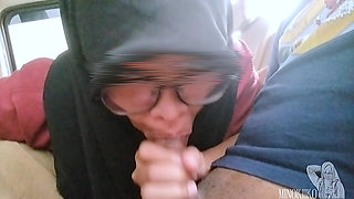 Naughty Hijab Girl So Horny, She Sucks Taxi Driver Cock in the Car Backseat - Minokiiko