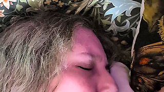 Elara playing with her feather Vibrator leads to a nylon tease and blow job with cum in mouth