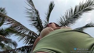SHOWS OFF TITS AND ASS ON PUBLIC BEACH! - Changing Bikini and Tits Flashing Outdoor
