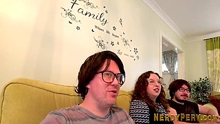 Euro chick sucking off glasses nerd