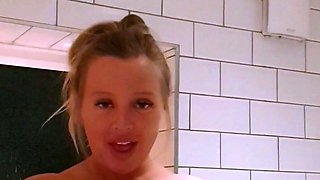 Wet tattooed raven babe Sahron with big boobs masturbates