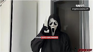 Horror Story! A Call From A Ghost Face Ended With A Hard Fucking And Huge Facial