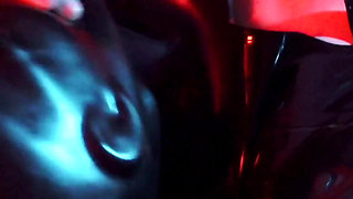 Heavy rubber masked latexgirl stretched and tickled