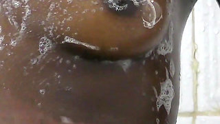 Ebony teen maid creampied in doggy style in the shower