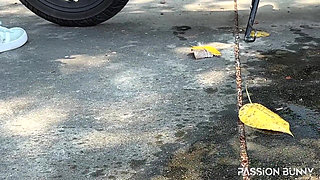 Huge Piss Fountain on My Soles - Motorbike Public Flashing