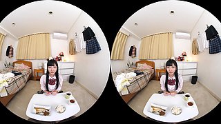 Japanese students explore VR passion in long haired POV