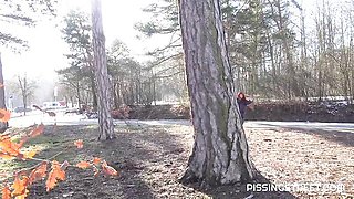 Pissing Street featuring Katy Rose's medium size tits movie