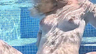 Nude Pool Tease and Masturbation While He Watches