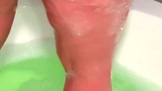 Big Ass White Girl Plays with BBC Toy in Bath