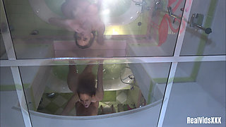 At Friday Evening, After Work, the Sugar Daddy Meets His Young, Redhead Babe and Fucks Her in the Bathroom