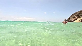 Emma Voyeur Naked Underwater Beach Tease - Big Booty MILF Flashing Tits & Pussy in Ocean