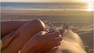 Compilation Of Masturbation On A Public Nudist Beach. Cum Three Times. Almost Catch By Strangers