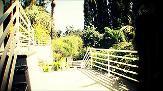 Older guy comes from work and finds a slutty teen at the pool to fuck