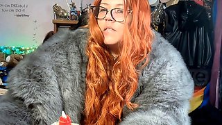 Brazilian Redhead Goddess Flaunts Smoking Saggy Tits in Shiny Fur and Glossy Latex While Dan