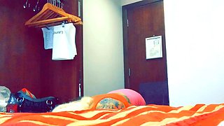 Beautiful blond babe with big boobs masturbating