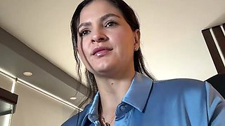 Latina MILF teases in uniform with sensual striptease