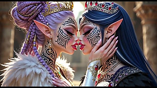 Beautiful Elves Princess Kissing, Ai Animation