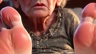 Submissive Mans Serving Old Granny's Ugly Feet - Humiliation