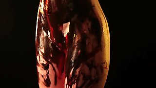 Pee drinking piss fetish babe solo plays with bottle