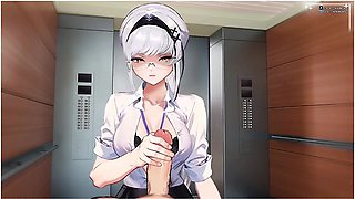 Anime Girl - Your Dominant Coworker Jerks You Off In The Work Elevator Vtuber Hentai Rp