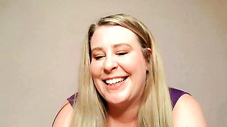 Cute blonde teen in blue panties masturbation on webcam