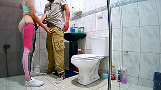 Mistress Getting Intimate in the Bathroom After a Workout.