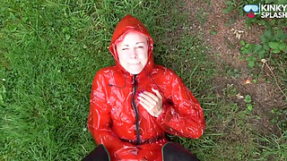 Shiny Pvc Rain Suit Garden Tease