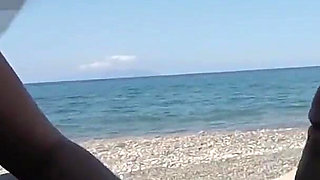 Exhibitionist Outdoor Amateur Girl Sucks Big Cock on Nudity Beach to Viewer with Cum