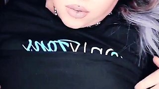 Amateur young brunette enjoys dildo on solo masturbation