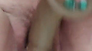 Hairy Pussy Dildo Masturbation with Pissing