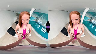 Busty stunner taunts and screws lucky fellow by the pool - tmwvrnet