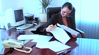 Busty secretary gets fucked in her office