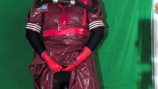 Gasmask and Bubble Bottle Backpack, pvc School Girl and Vibrator Wand