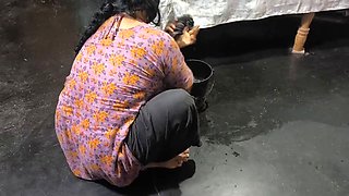 My aunty is cleaning the house and I hugged my step aunty