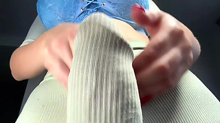 Stepmom Was Masturbating Her Fat Cock at the Table When She Got Caught by Her Seductive Stepson