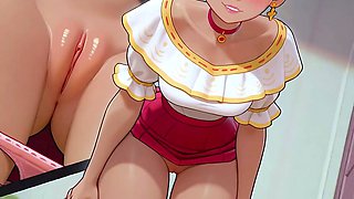 Busty anime cutie stuffed with cock and sprayed with cum