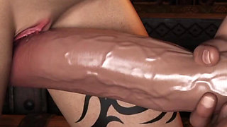 Pregnant Astrio’s Swollen Pussy Rubbed & Covered in Cum - Conan Sucks Milk From Her Massive Lactating Boobs