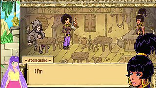 Iris gives a handjob in Akabur's uncensored queen trainer game