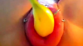 Extreme Pussy Pumping Banana Fist on Webcam