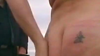 Fat ass and spanking - On the beach