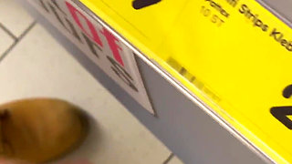 Extreme risky handjob in supermarket an wiped cum on product :p !