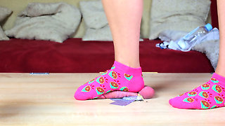 Boots and Cute Pink Socks CBT Cock Trampling on Cockbox, Amateur Femdom Jozi Trample