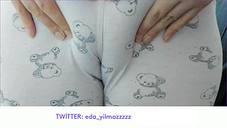 Cameltoe- Swollen Pussy- Masturbate with Pajama- Rubbing Pussy with Pajama